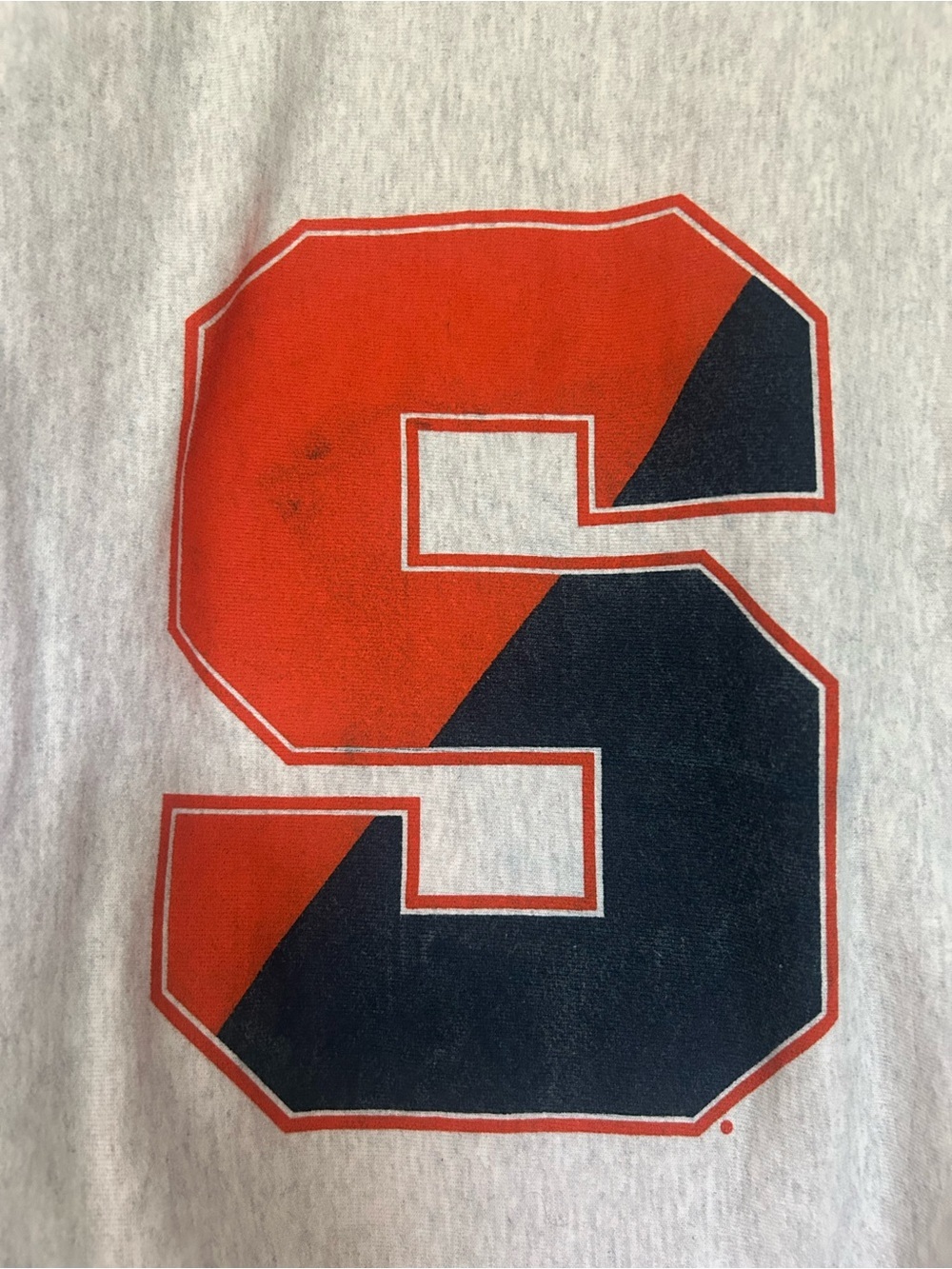 Champion Gray Syracuse Crewneck Sweatshirt with Orange-Outlined Navy Lettering - Picture 5 of 5